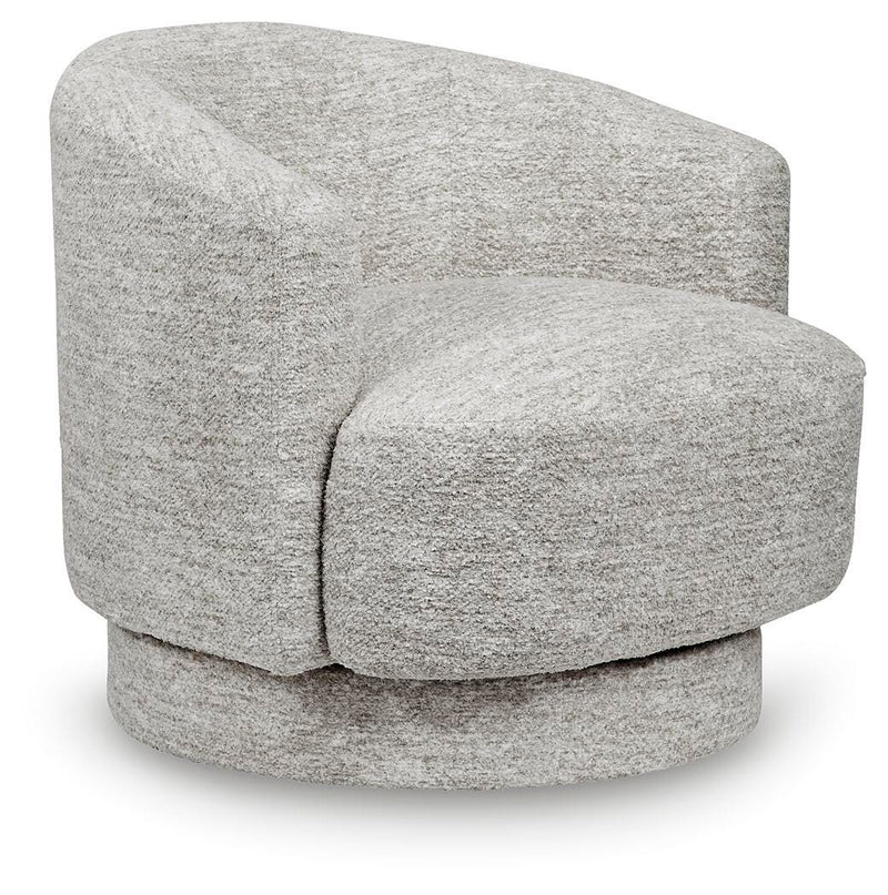 Ashley Furniture Wardsor Swivel Accent Chair with plush fabric and modern design, shown from an angled side view.