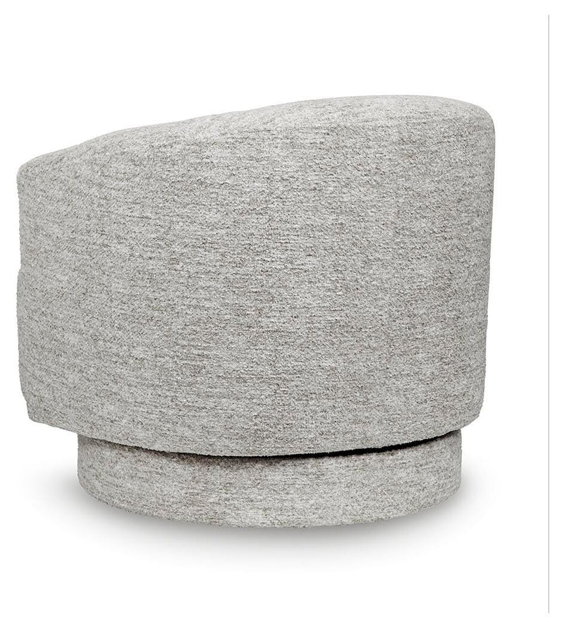 Ashley Furniture Wardsor Swivel Accent Chair with a plush fabric upholstery and a modern design, shown from the back.