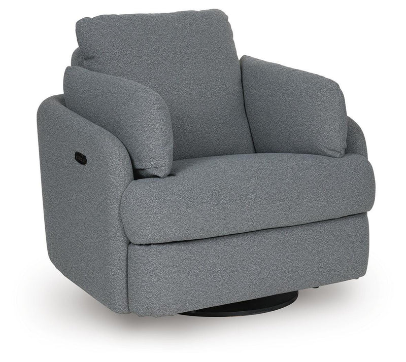 Ashley Furniture Alainmont Next-Gen Nuvella swivel accent chair with plush cushioning and modern design, shown from an angle.