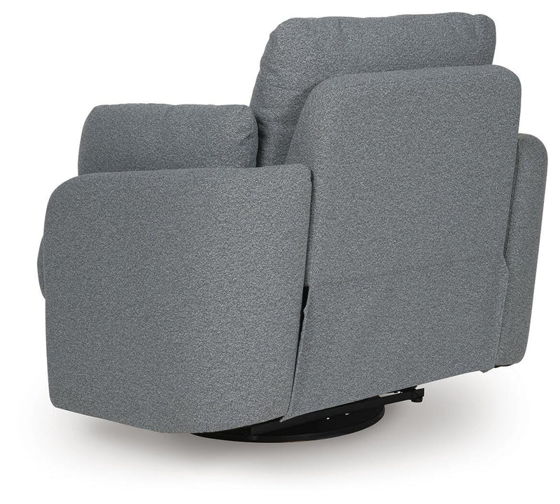 Ashley Furniture Alainmont Next-Gen Nuvella swivel power recliner accent chair with plush upholstery and modern design.
