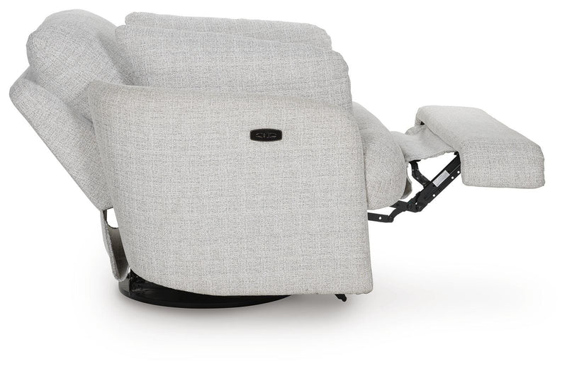 Ashley Furniture Alainmont Next-Gen Nuvella swivel accent recliner with side open mechanism, in a modern design.