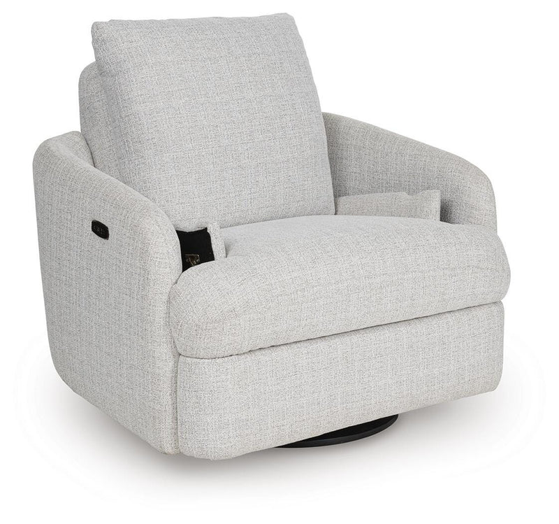 Ashley Furniture Alainmont Next-Gen Nuvella swivel power recliner accent chair with plush fabric and modern design.