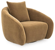 Ashley Furniture Yahya swivel accent chair with plush upholstery and stylish design, shown from an angled side view.