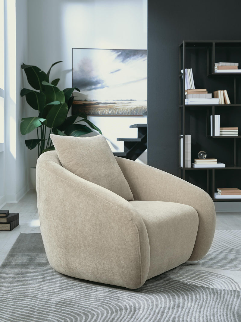Ashley Furniture Yahya swivel accent chair with plush upholstery and modern design, shown in a stylish living room setting.