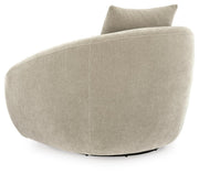 Ashley Furniture Yahya swivel accent chair with plush fabric and modern design, shown from the back with a round swivel base.