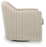 Ashley Furniture Valwick swivel accent chair with plush upholstery and wooden legs, shown from a side angle.