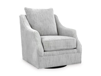 Ashley Furniture Gubbins swivel accent chair with plush fabric and modern design, shown from an angled view.