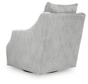 Ashley Furniture Gubbins swivel accent chair with plush upholstery and wooden legs, shown from the back view.