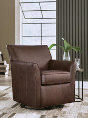 Ashley Furniture Braydunn swivel glider accent chair with plush beige upholstery and wooden base, perfect for living room or lounge.