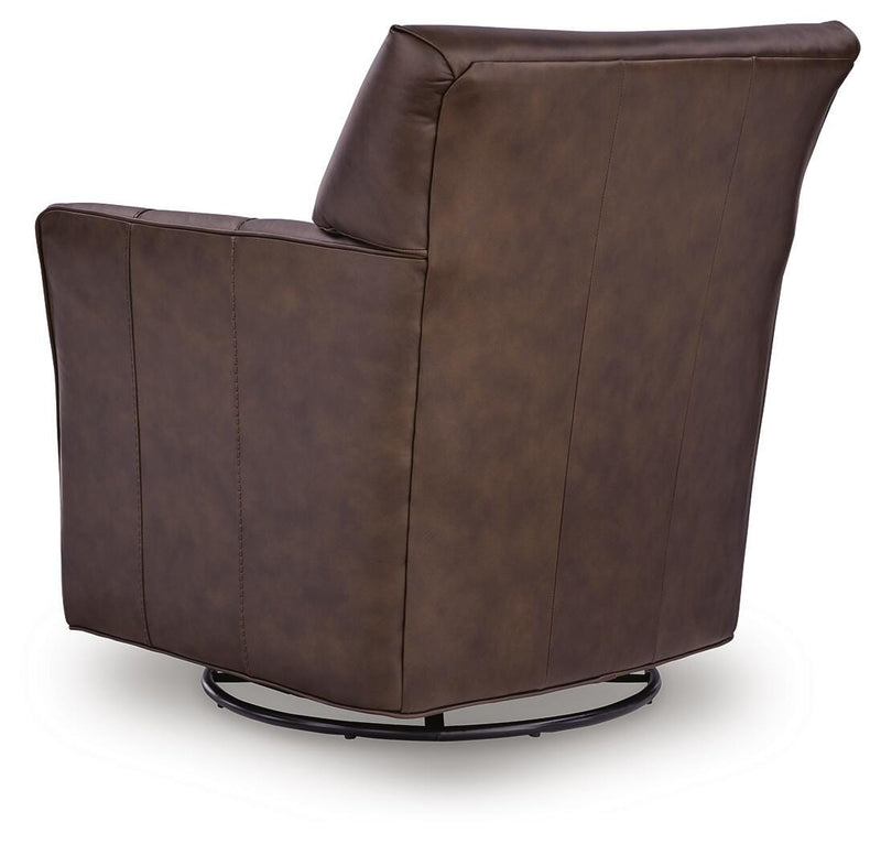 Ashley Furniture Braydunn swivel glider accent chair with cushioned back and armrests, perfect for living room or lounge areas.