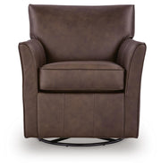 Ashley Furniture Braydunn swivel glider accent chair with plush upholstery and a modern design, shown from a front head-on perspective.