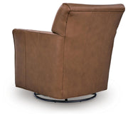 Ashley Furniture Braydunn swivel glider accent chair with plush fabric and a comfortable design, shown from the back.