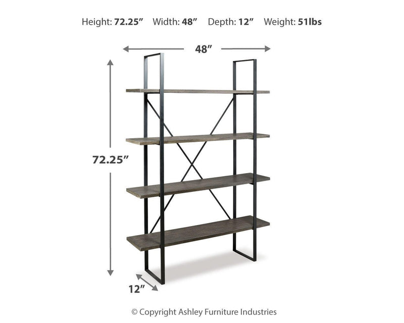 Ashley Furniture Gilesgrove bookcase with wooden shelves and open storage design, showcasing a classic and versatile furniture piece.