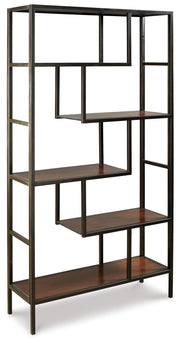 Ashley Furniture Frankwell Bookcase with open shelves and wood finish, showcasing a stylish and functional storage solution.