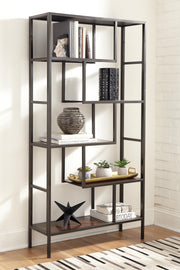 Ashley Furniture Frankwell Bookcase with multiple shelves and a classic wood finish, ideal for living room or office storage.
