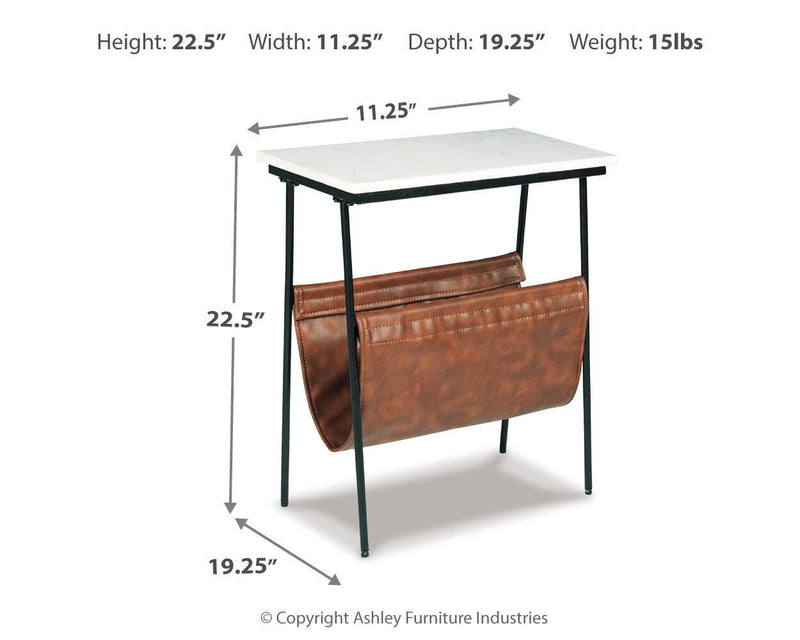 Ashley Furniture Etanbury accent table with a sleek wooden top and tapered legs, perfect for living room or bedroom decor.