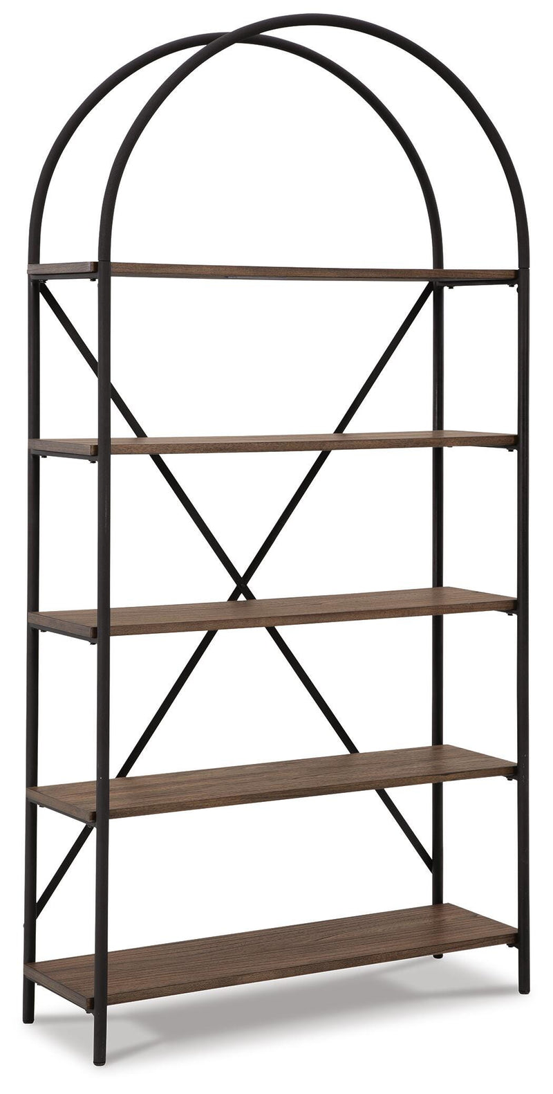 Ashley Furniture Galtbury bookcase with multiple shelves and a stylish wood finish, shown from an angled perspective.