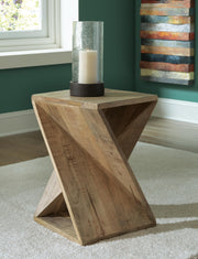Ashley Furniture Zalemont accent table with a sleek wooden top and metal legs, ideal for living room or bedroom decor.