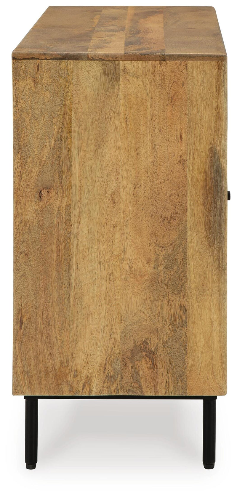 Ashley Furniture Cadewick accent cabinet with wooden finish and sleek design, shown in a side view with decorative hardware.