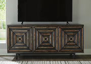 Ashley Furniture Fair Ridge Accent Cabinet with wood finish and modern design, featuring cabinet doors and storage space.