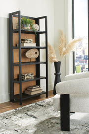 Ashley Furniture Abyard Bookcase with multiple shelves and a sleek wood finish for stylish storage and display.