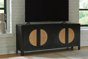 Ashley Furniture Cliffiings Accent Cabinet with wood finish and modern design, featuring multiple storage compartments.