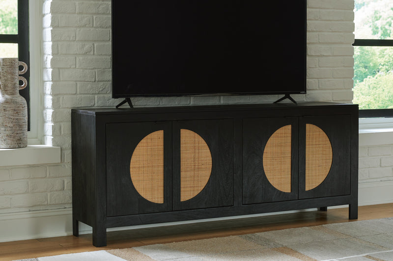 Ashley Furniture Cliffiings Accent Cabinet with wood finish and modern design, featuring multiple storage compartments.