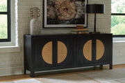 Ashley Furniture Cliffiings accent cabinet with wood finish and modern design, featuring storage drawers and decorative top surface.