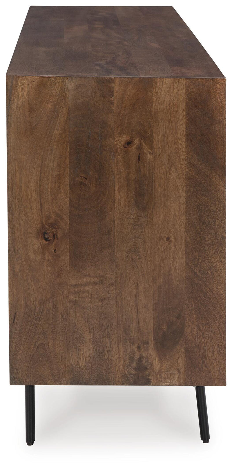 Ashley Furniture Dreggan Accent Cabinet with wood finish and modern design, shown from a side view.
