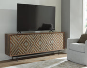 Ashley Furniture Dreggan Accent Cabinet with wood finish and modern design, featuring storage space and decorative top surface.