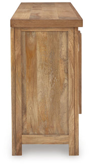 Ashley Furniture Dresor Accent Cabinet with side storage and wood finish, featuring sleek design and decorative hardware.