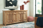 Ashley Furniture Dresor Accent Cabinet with wood finish and modern design, featuring storage drawers and sleek hardware.