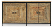 Ashley Furniture Camney Accent Cabinet with sleek wood finish and modern design, featuring cabinet doors and decorative hardware.