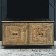 Ashley Furniture Camney Accent Cabinet with wood finish and decorative doors, ideal for living room or entryway decor.