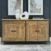 Ashley Furniture Camney Accent Cabinet showing a stylish wooden storage cabinet with modern design and hardware details.