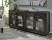 Ashley Furniture Dreley Accent Cabinet showing a stylish wooden storage cabinet with a dark finish and decorative hardware.