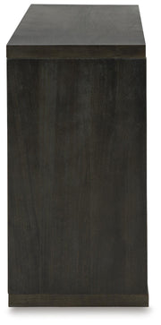 Ashley Furniture Camlett Console Sofa Table with sleek wooden finish and modern design, shown from the side.