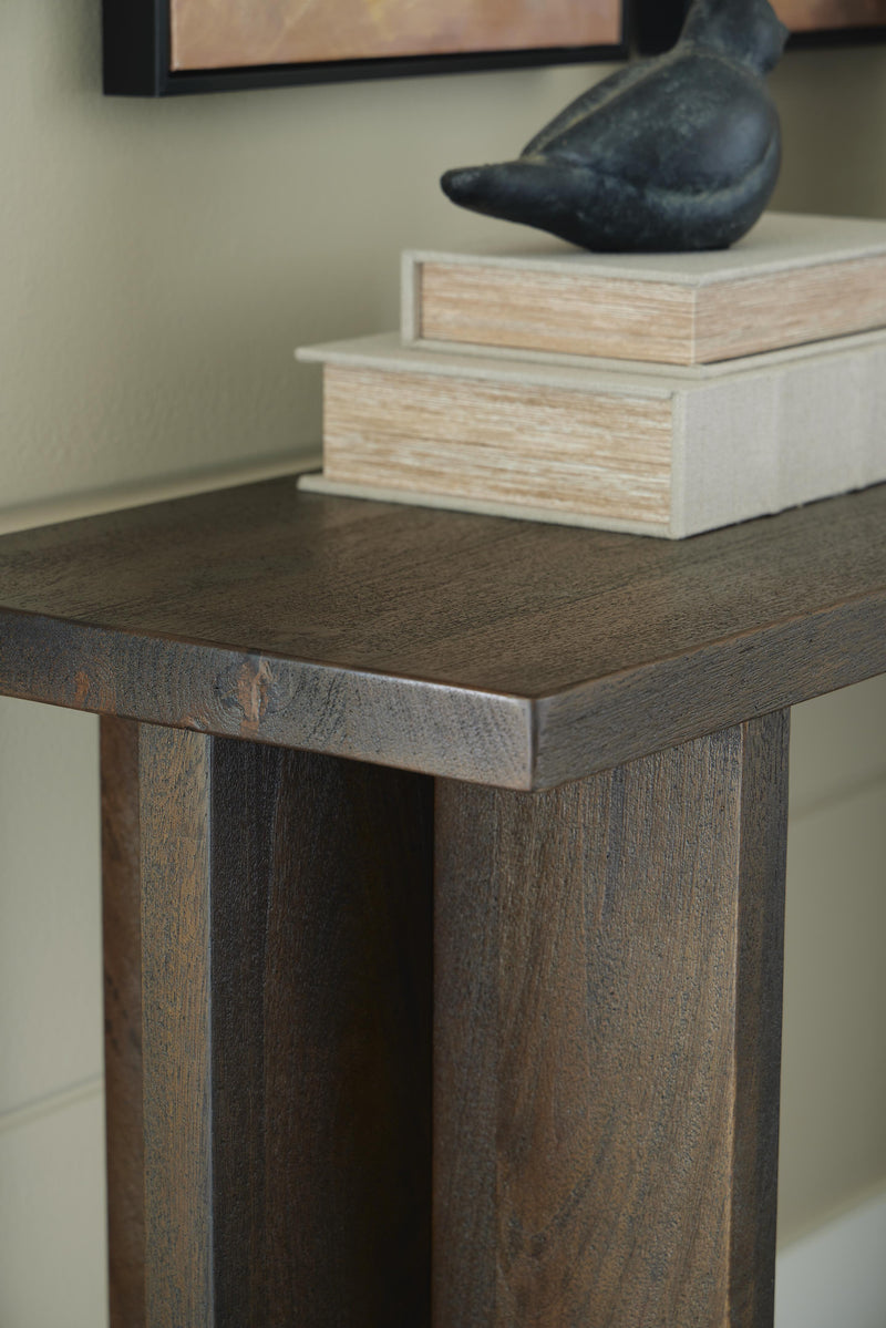 Ashley Furniture Jalenry Console Sofa Table with sleek design and wood finish, ideal for living room decor.