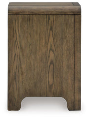 Ashley Furniture Jensworth Accent Table with a round wooden top and tapered legs, stylish side table for living room decor.