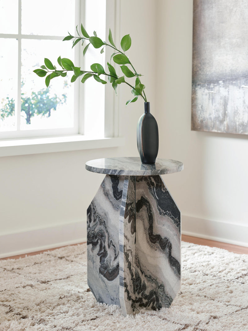 Ashley Furniture Wrenlane accent end table with a wood finish and simple design, perfect for living room decor.