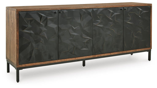 Ashley Furniture Dorannby accent cabinet with closed doors, featuring a sleek wooden design and modern style.