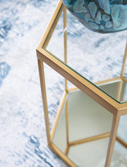 Ashley Furniture Veerwick accent coffee table with a sleek, modern design and wooden finish, ideal for living room decor.