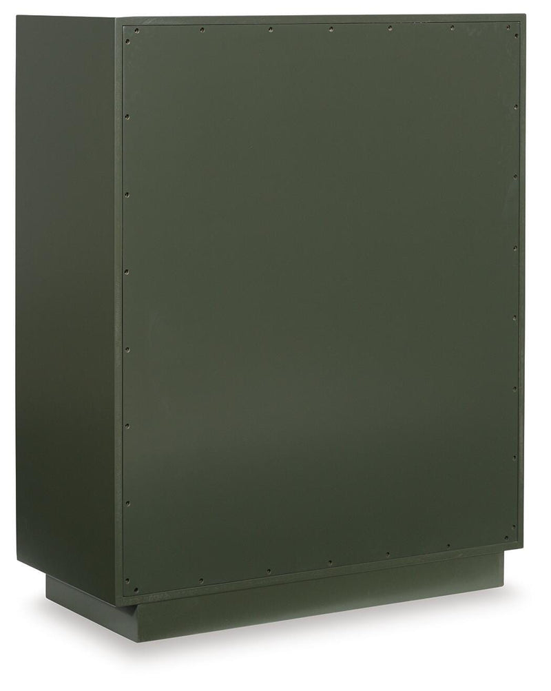 Ashley Furniture Geirwood accent cabinet with wood finish and decorative doors, showcasing a stylish storage piece.