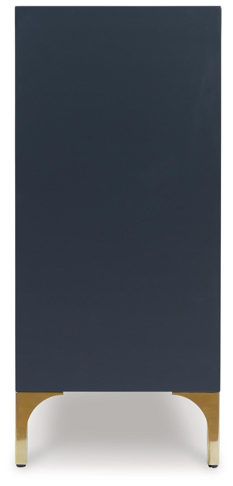 Ashley Furniture Loirwick Accent Cabinet showing a sleek wooden cabinet with side panels and a modern design.