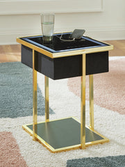 Ashley Furniture Rexwell Accent End Table with built-in speaker, featuring a sleek design and functional surface.