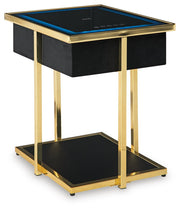 Ashley Furniture Rexwell Accent Table with built-in speaker, modern end table with sleek design and functional audio feature.