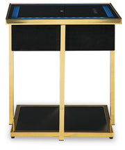 Ashley Furniture Rexwell accent end table with integrated speaker, featuring a wooden top and modern design.