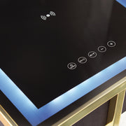Blue Ashley Furniture Rexwell Accent Table with integrated speaker, showcasing a sleek wooden top and modern design.