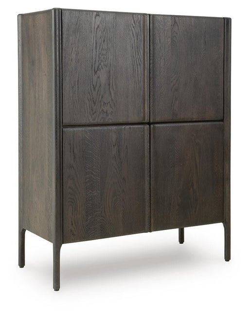 Ashley Furniture Orsonal Accent Cabinet with closed doors and sleek design, featuring a modern wood finish and stylish hardware.