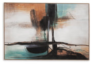 Ashley Furniture Brunonia wall art featuring abstract floral design in warm tones, ideal for modern home decor.